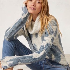 Anthropologie Oversized Splotchy Turtleneck Sweater
